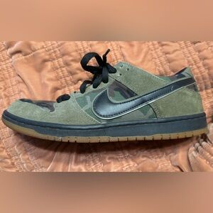 Nike Green Camouflage Sneakers with Black Swoosh